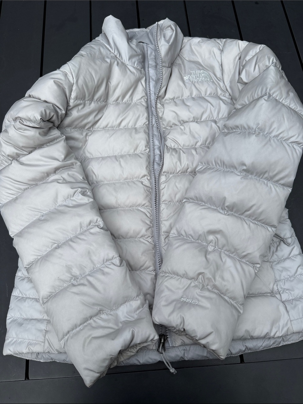 The North Face 550 Silver Puffer Jacket size small